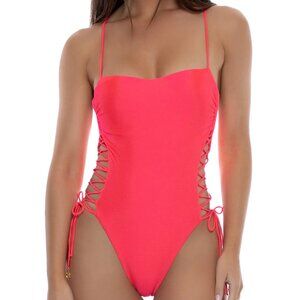 Luli Fama Swimwear, Cosita Buena, Square Neck Laced Up One Piece